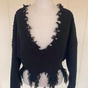 Cropped Destroyed Look Sweater